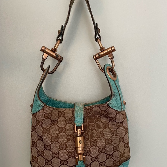 Gucci Teal and Brown Shoulder Bag - Picture 1 of 10